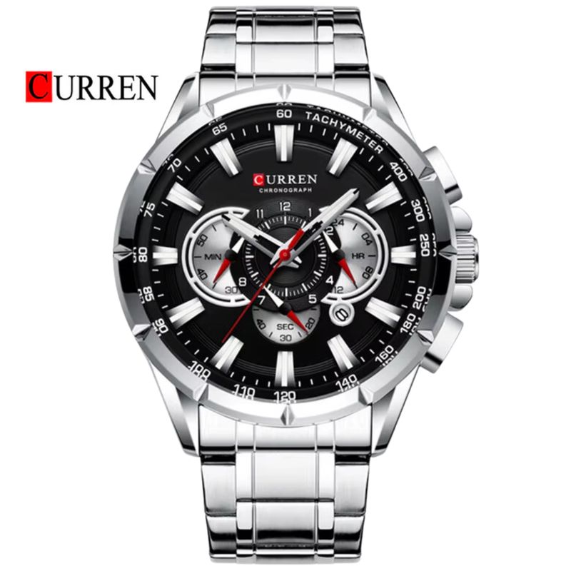 CURREN - Reloj CURREN 8363 Cronógrafo Para Hombre Plateado Negro