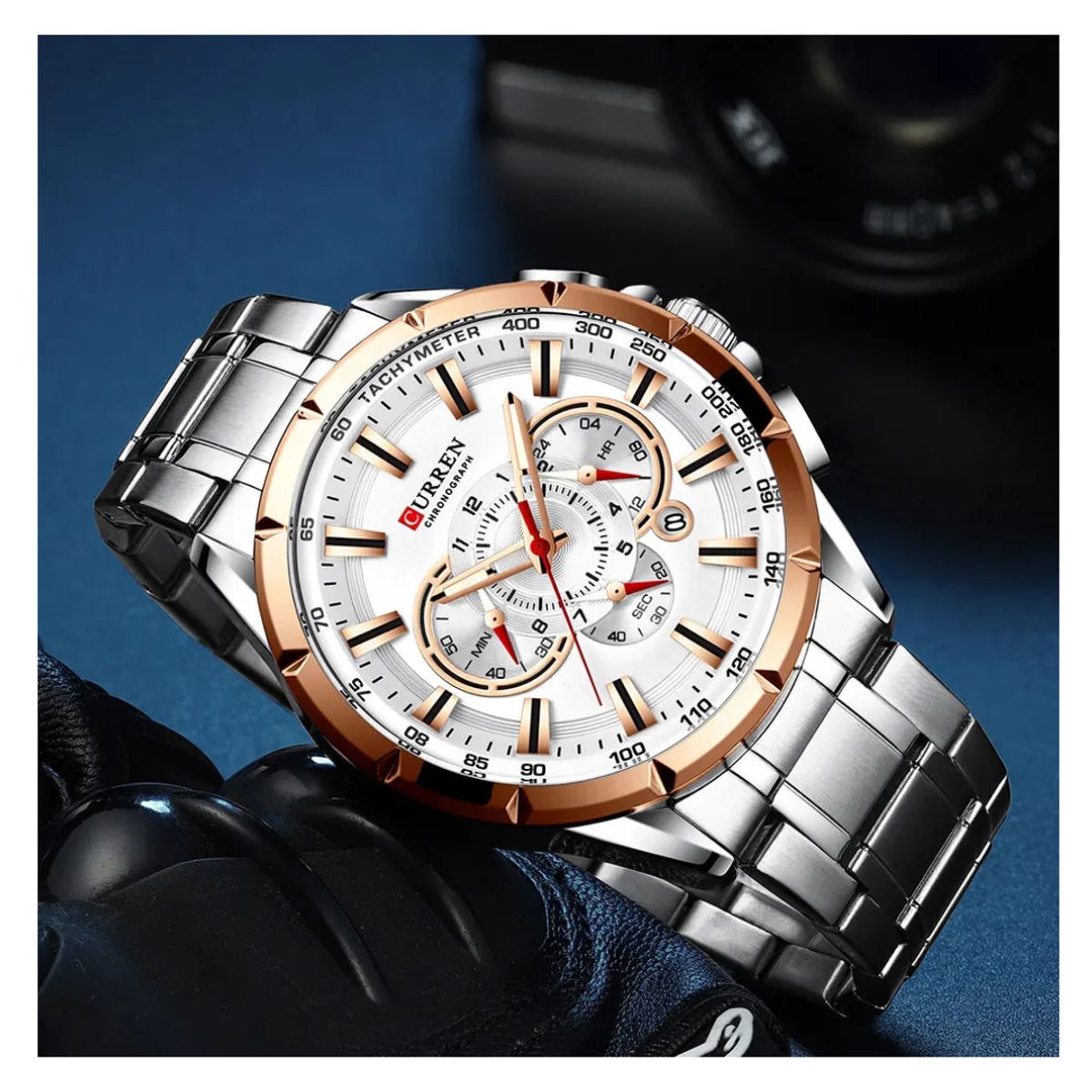CURREN - Reloj CURREN 8363 Cronógrafo Para Hombre Plateado - Dorado