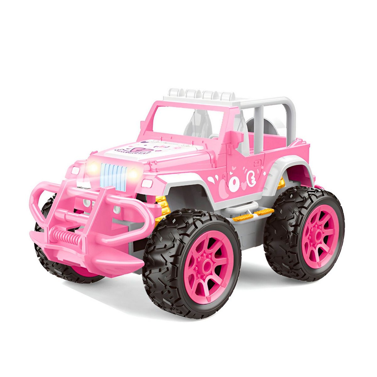 GENERICO - Carro Jeep Muñeca Rosa Recargable + Control Juguete Niñas
