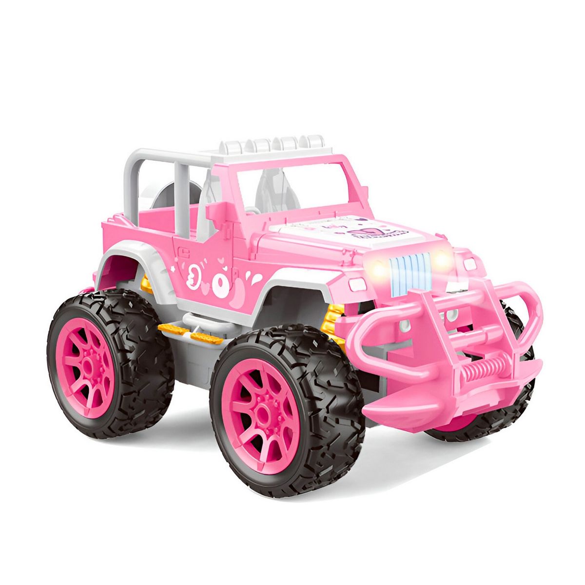 GENERICO - Carro Jeep Muñeca Rosa Recargable + Control Juguete Niñas