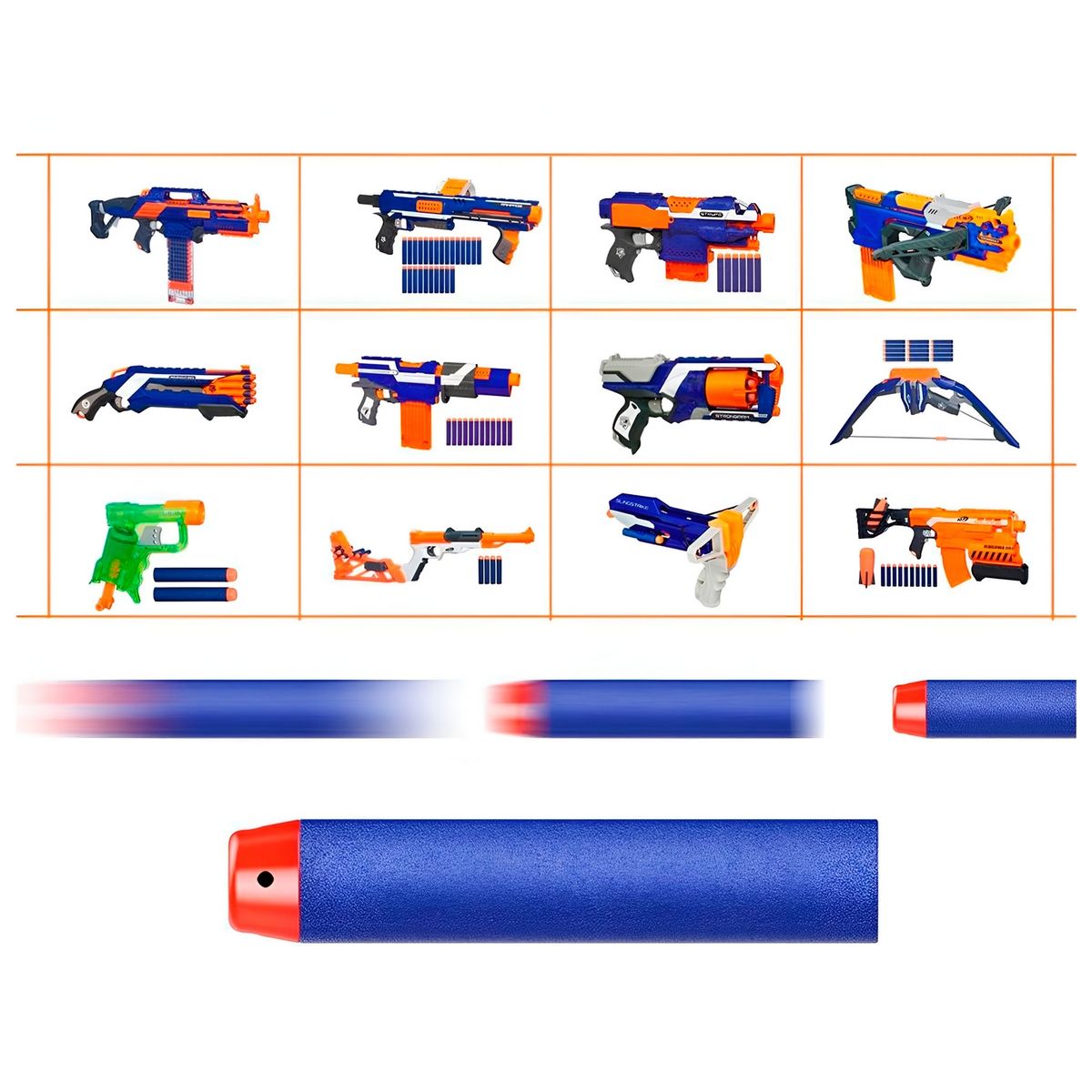 GENERICO - Dardos (balas) Para Pistolas Nerf N-strike Gun X 10 Piezas