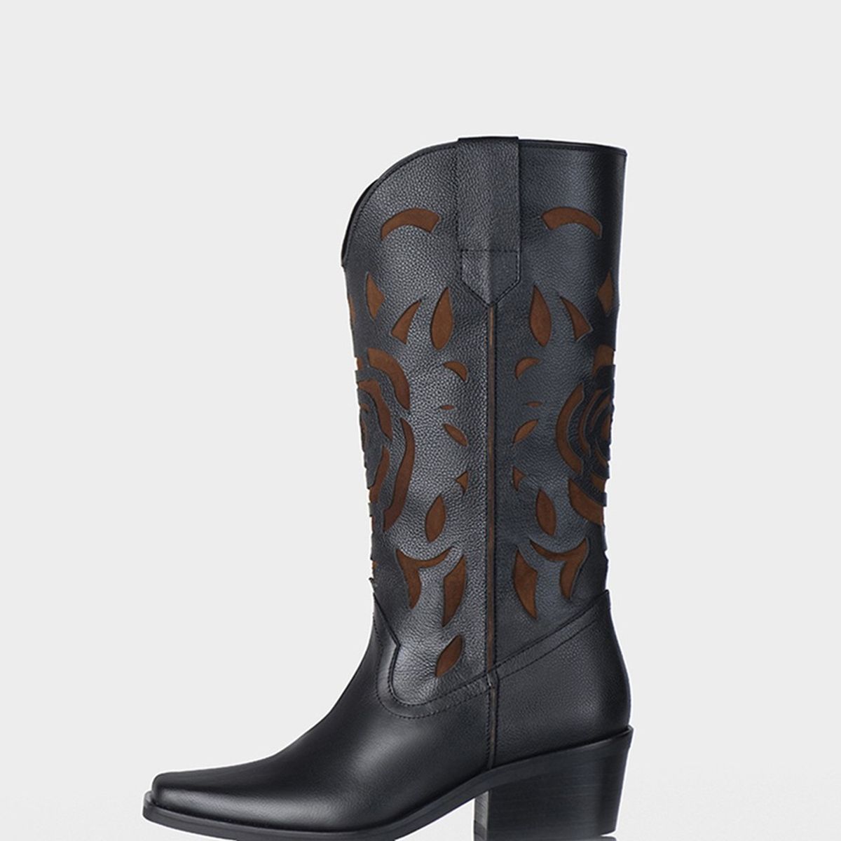 STIVALI - Bota Texana Queenrose Negro x Canela