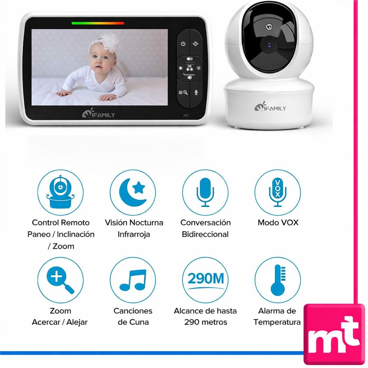 GENERICO - Monitor De Video De Bebe Camara Audio Bidireccional Bateria