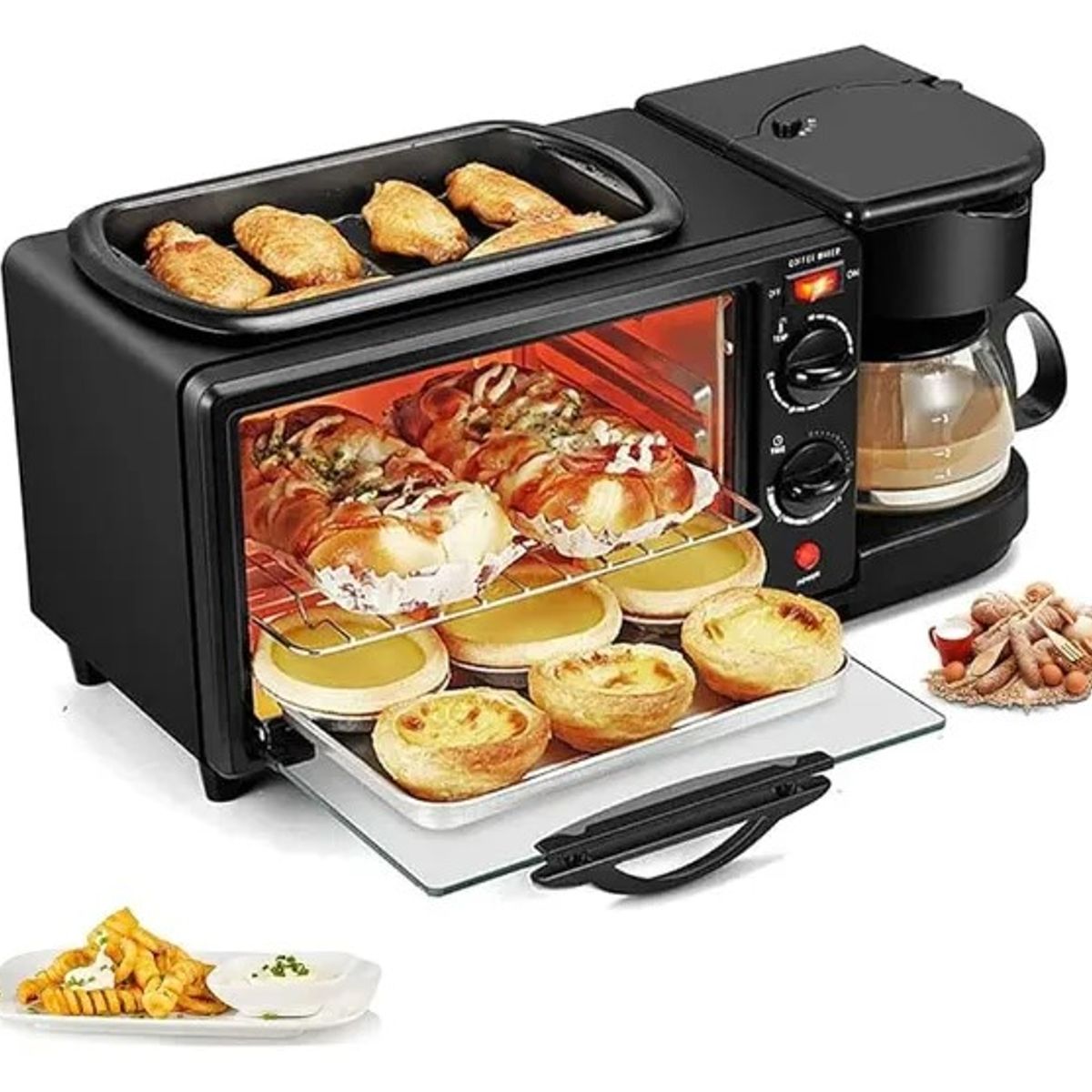 SOKANY - Estación Desayuno Multifuncional 3 en 1 Horno Cafetera Plancha Sokany hrn- 001 Sokany