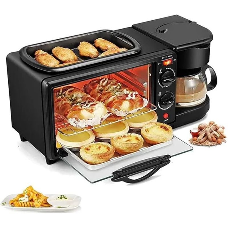 SOKANY - Máquina Desayuno 3 En 1 Sokany Cafetera Mini Horno Parrilla