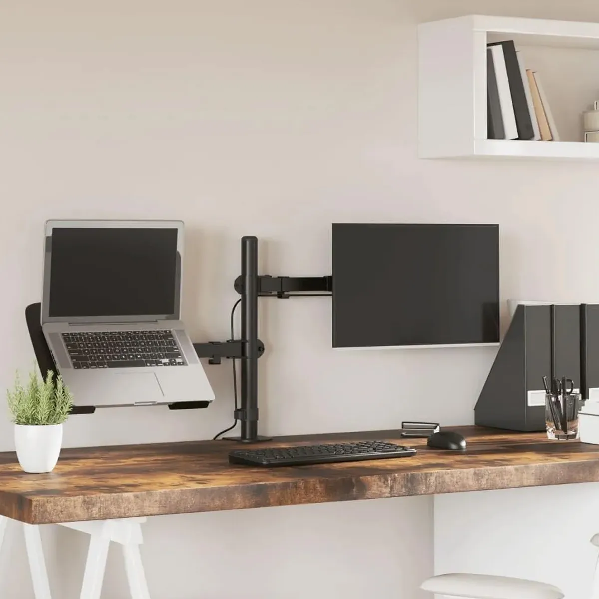 GENERAL - Brazo Monitor Y Laptop Soporte Doble Para Monitor Y Portatil