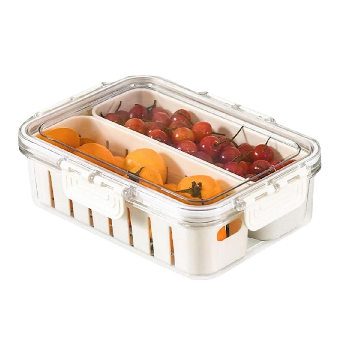 GENERICO - Recipiente Hermético Nevera 1.2 L Contenedor con Tapa Filtro Escurridor Organiza Conserva Alimentos