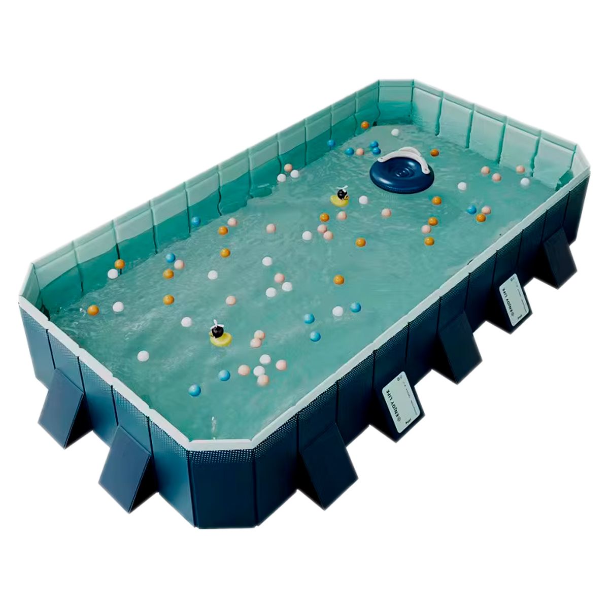 VITTORIA - Piscina Plegable 210×140×55cm Portatil Adultos Niños Familia