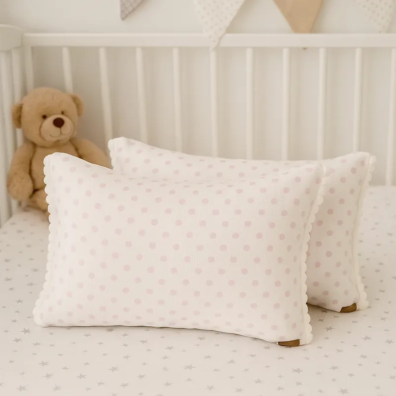 NOSSARENA - Set x 2 cojin bebé 35x25cm color blanco con puntos rosa