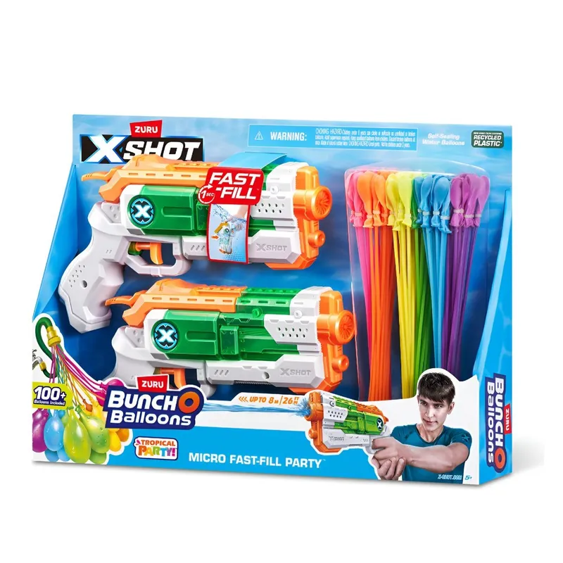 ZURU - Pistolas Y 100 Globos De Agua - Lanzador Micro X Shot X 2