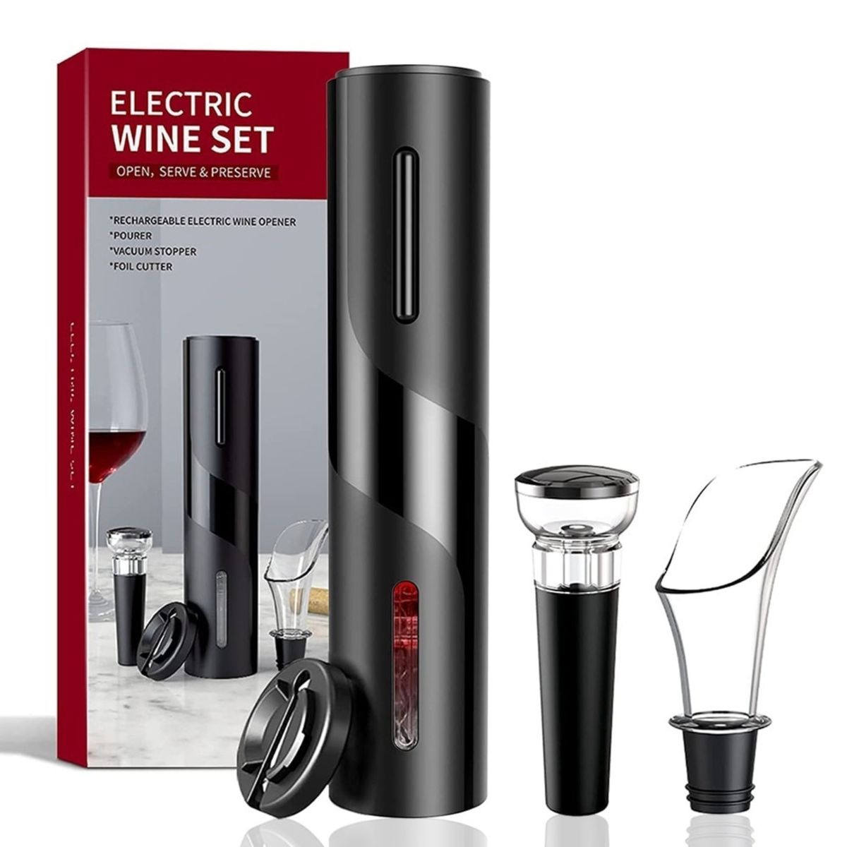 TRIPLE CLEAN - Sacacorchos Eléctrico de Botella De Vino y Accesorios
