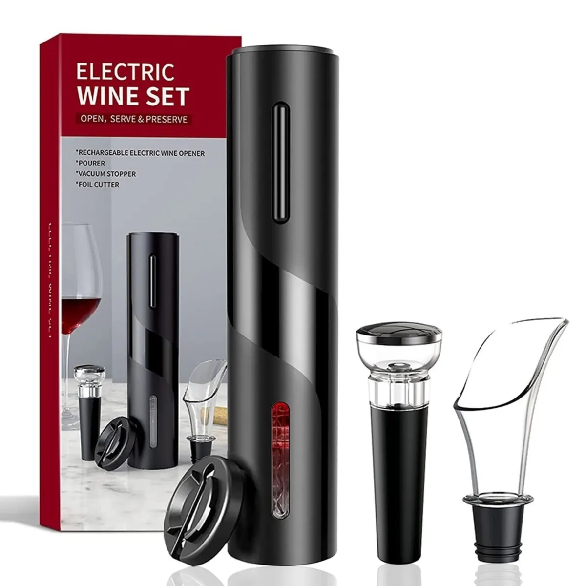 TRIPLE CLEAN - Sacacorchos Eléctrico de Botella De Vino y Accesorios