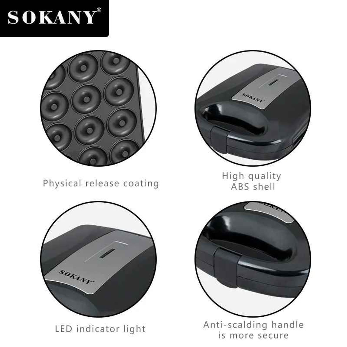 SOKANY - Máquina Para Hacer mini Donas y Rosquillas 16 Agujeros