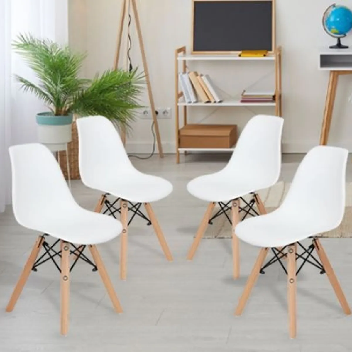 GENERICO - Kit x 4 Sillas ZEBBRIS Tipo Eames Blancas