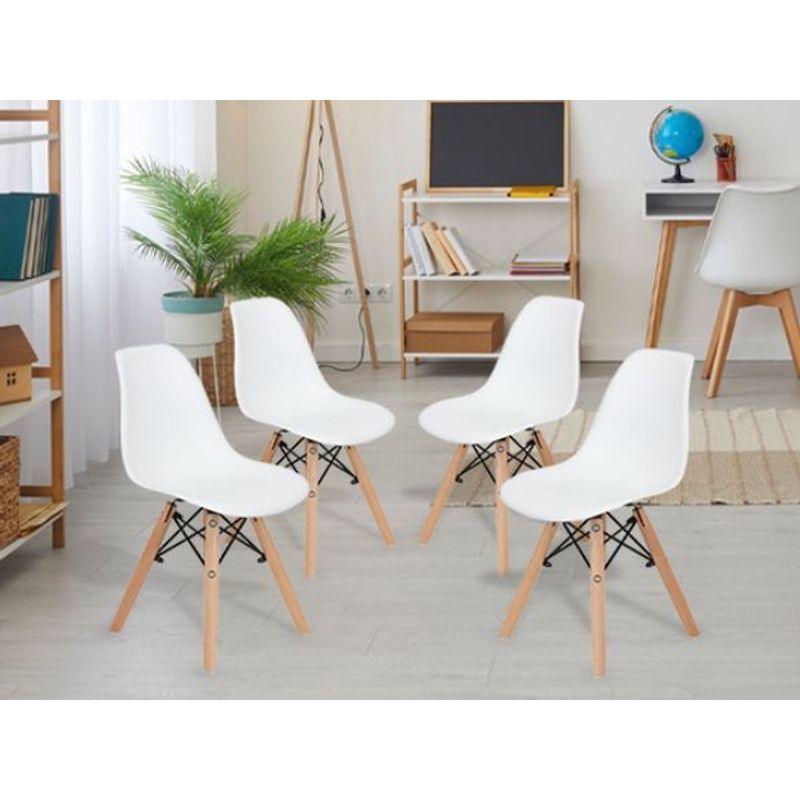 GENERICO - Kit x 4 Sillas ZEBBRIS Tipo Eames Blancas