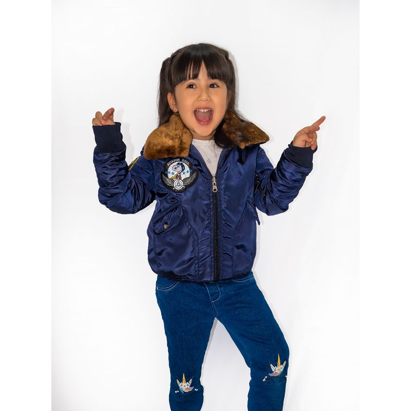 ALMA DE AVIADOR - Chaqueta M2 Infantil Niña Azul Snoopy Alma de Aviador