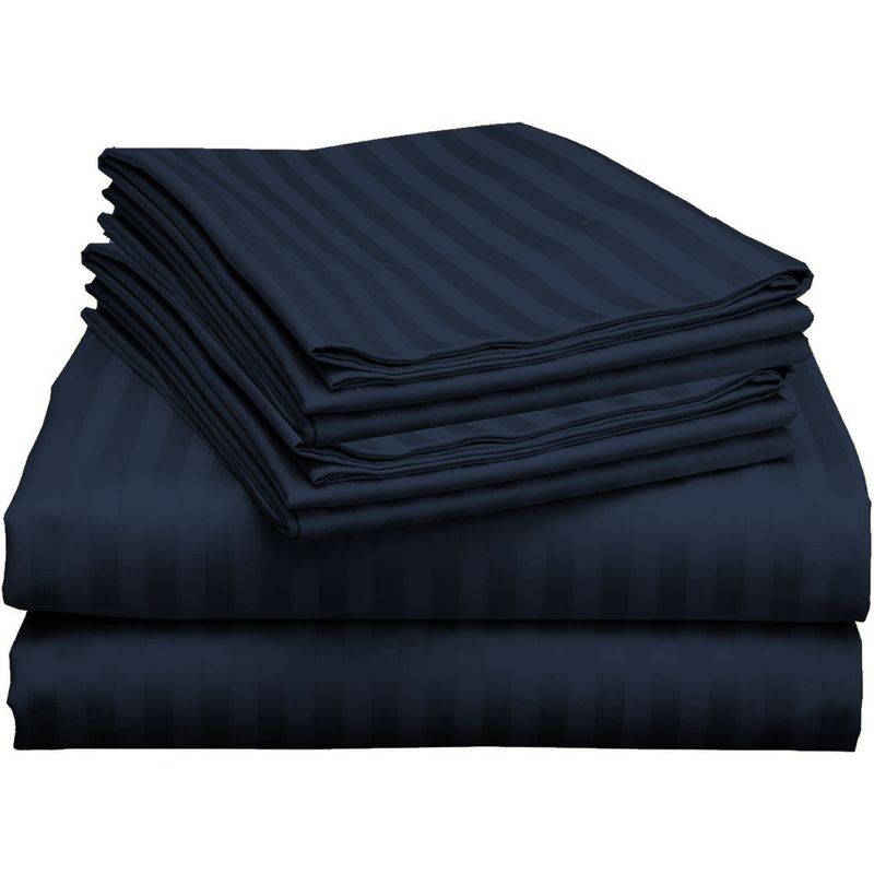 GENERICO - Juego De Sabanas QUEEN 30cm azul oscuro - Planchado Permanente 600h