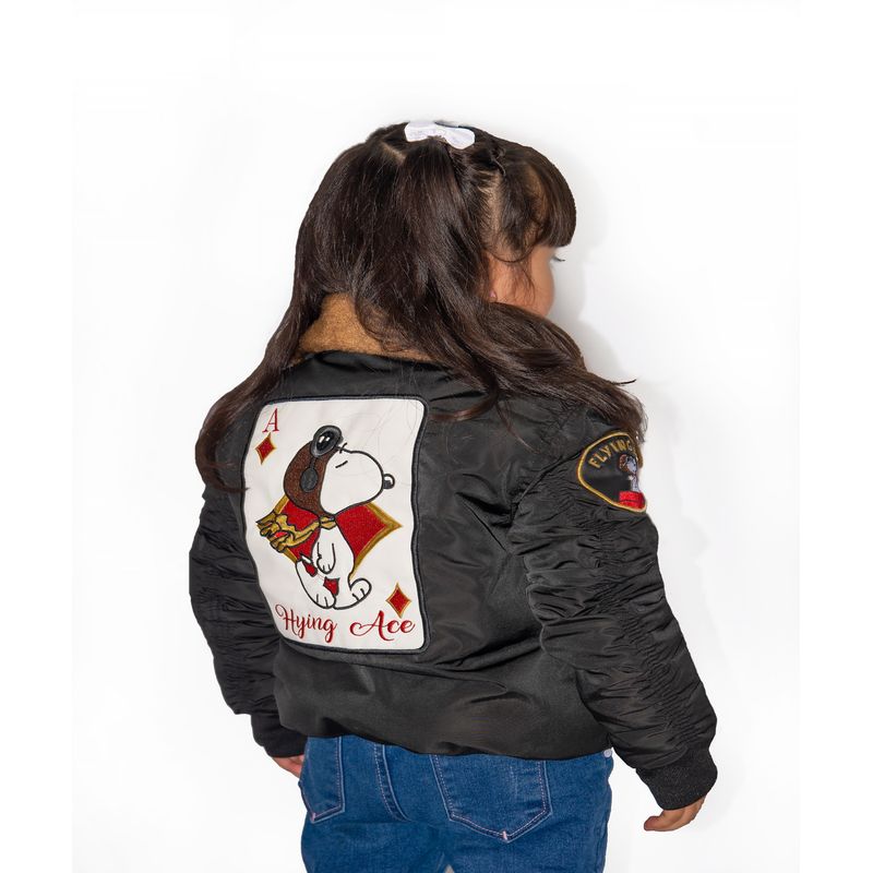 ALMA DE AVIADOR - Chaqueta M2 Infantil Niña Negro Snoopy Alma de Aviador