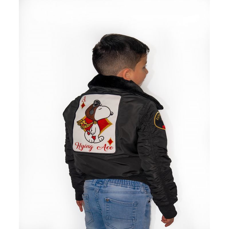 ALMA DE AVIADOR - Chaqueta M2 Infantil Niño Negro Snoopy Alma de Aviador