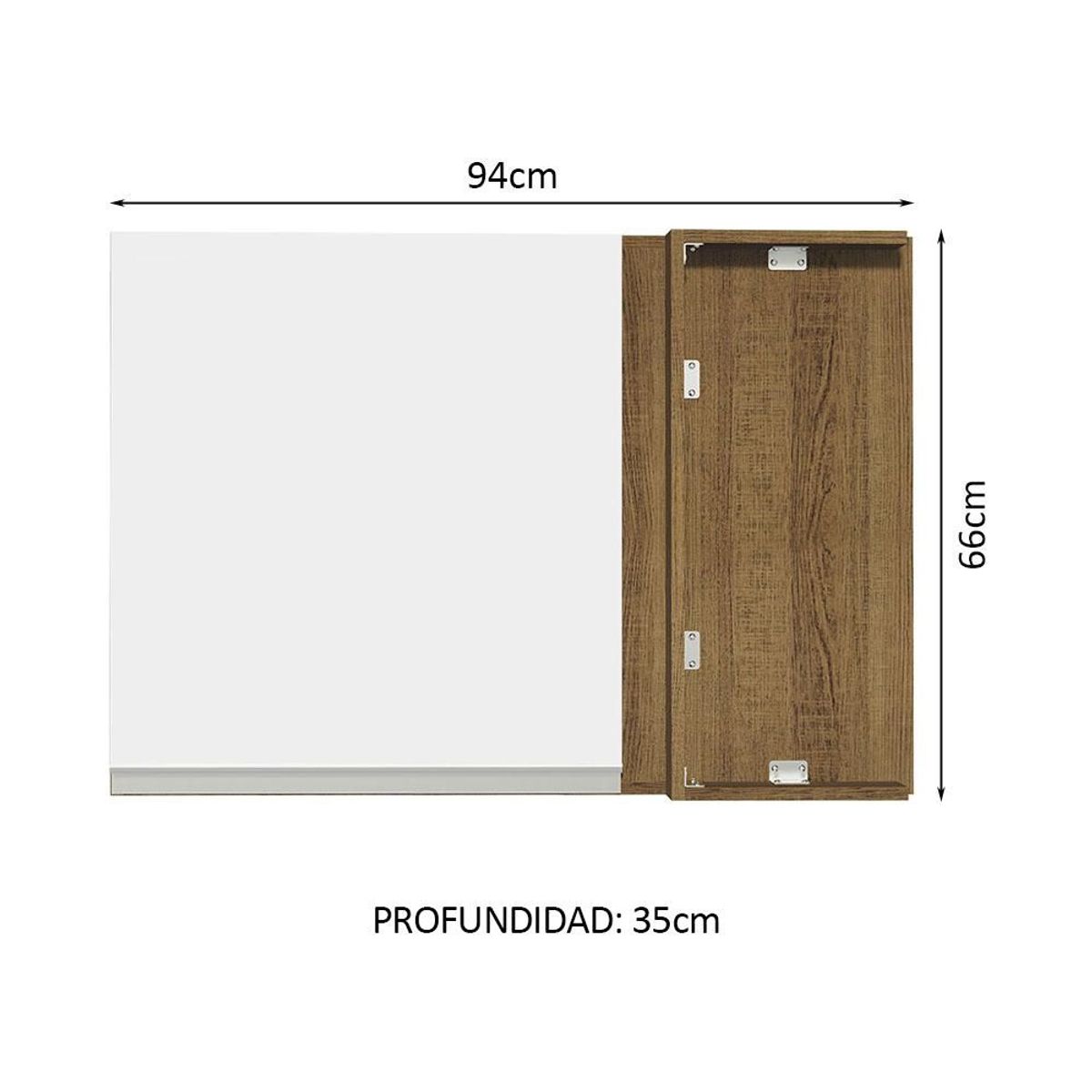 MADESA - Mueble de Cocina Superior de Esquina Glamy 1 Puerta Marrón/Blanco