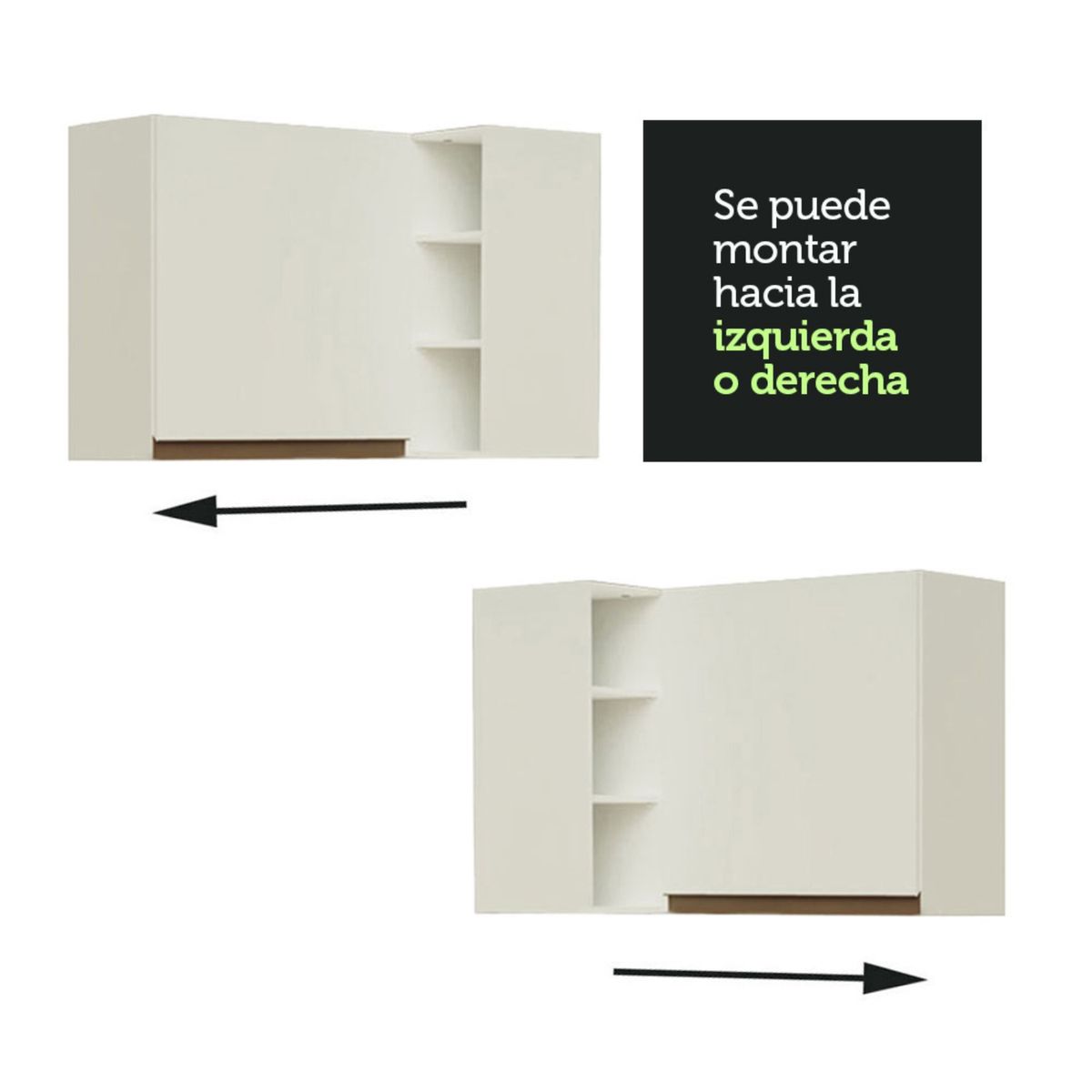 MADESA - Mueble de Cocina Superior de Esquina Reims 1 Puerta 3 Nichos Blanco