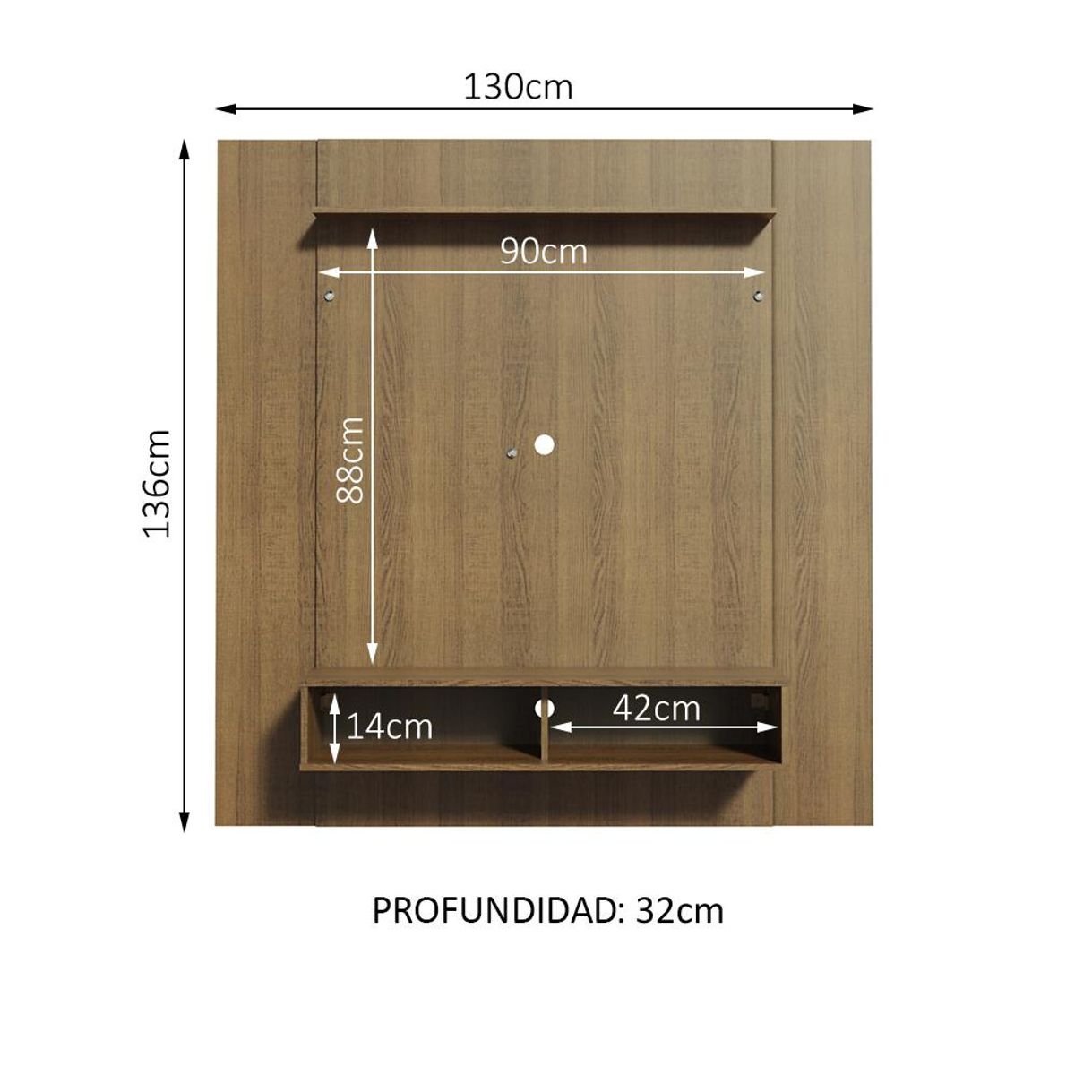 MADESA - Centro de Entretenimiento Panel para TV Arizona Hasta 55 Pulgadas Marrón