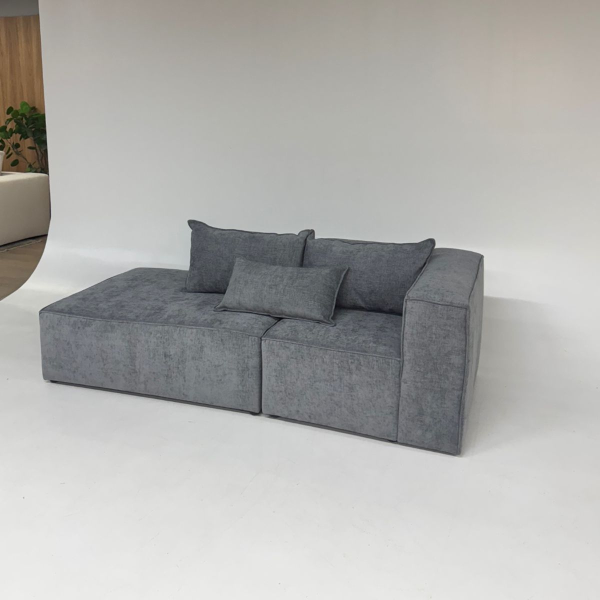 GENERICO - SOFÁ MODULAR COLOR GRIS EN TELA ANTIFLUIDOS Y PET FRIENDLY - ROMA