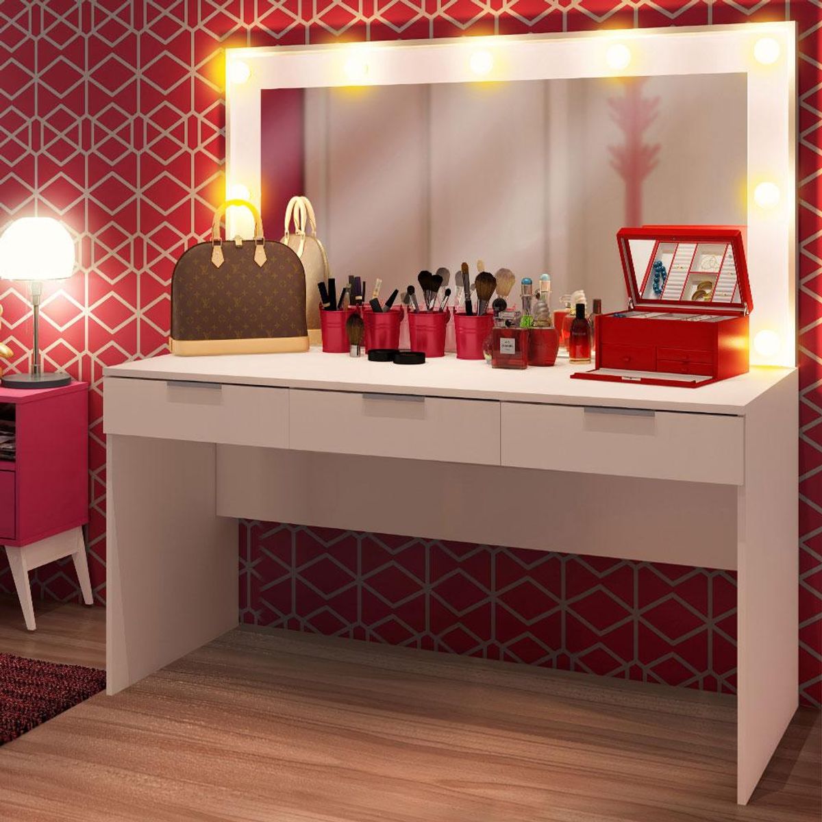 MADESA - Tocador de Camerino Carly con 3 Cajones (Sin Espejo) Blanco