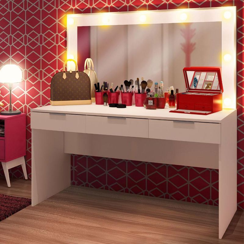 MADESA - Tocador de Camerino Carly con 3 Cajones Sin Espejo Blanco