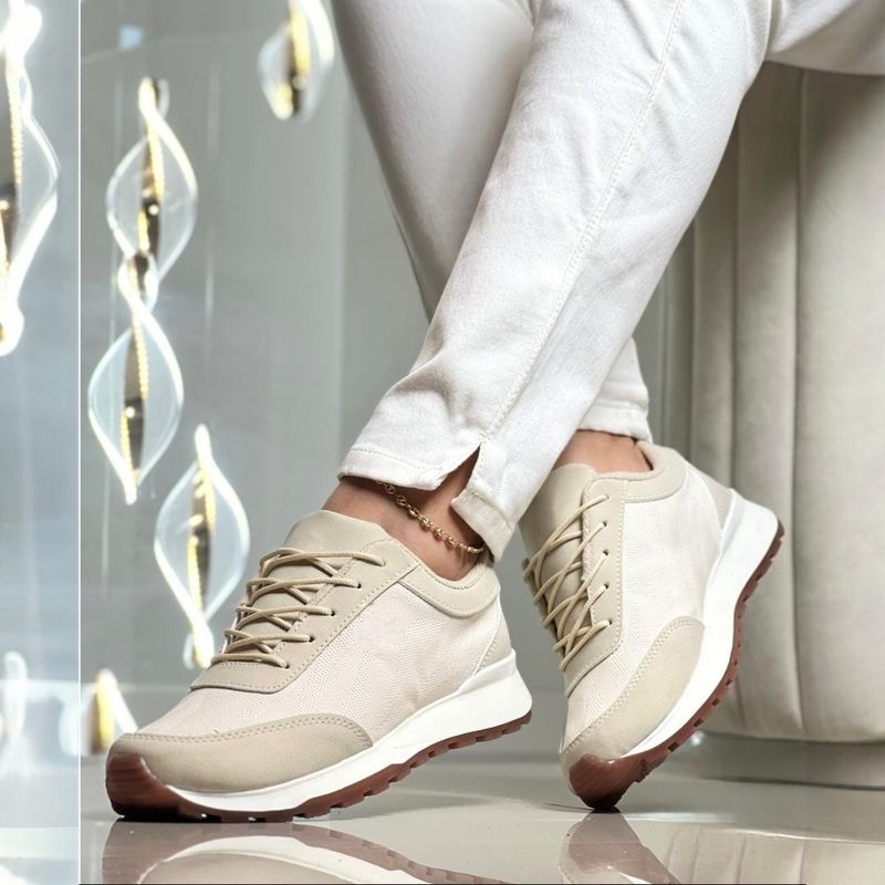 DEPORTIVA - Tenis Mujer Colores Variados Calzado Dama Casual-Beige