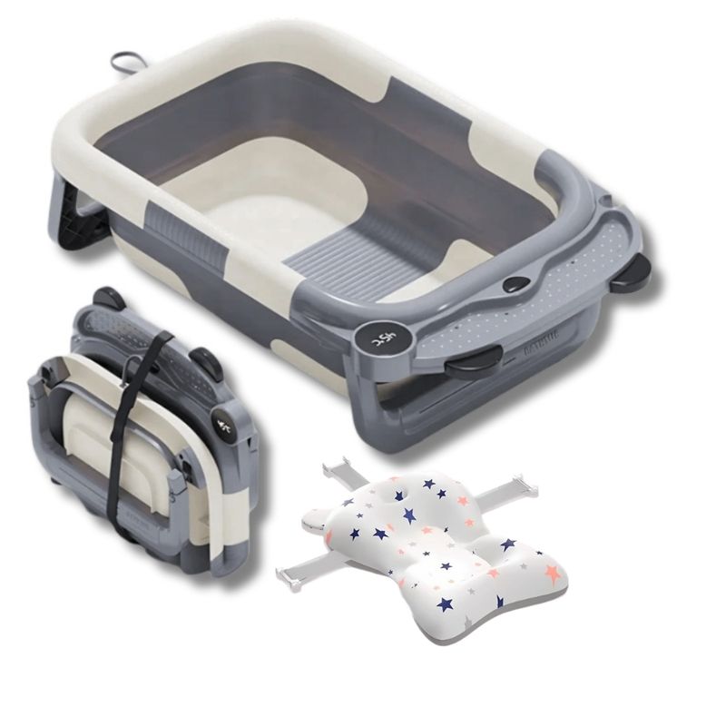 AMERICAN GENERICS - Bañera Plegable Para Bebe Con Termometro Y Cojin 0 A 36 Mes