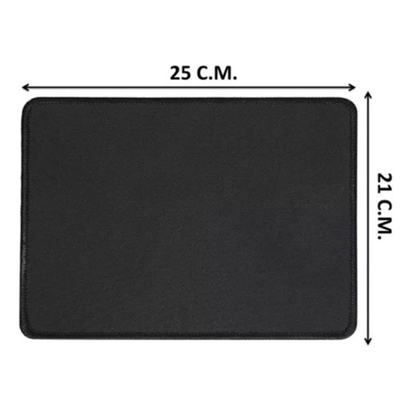 GENERICO - Pad Mouse Cuadrado Negro Antideslizante 25x21cm