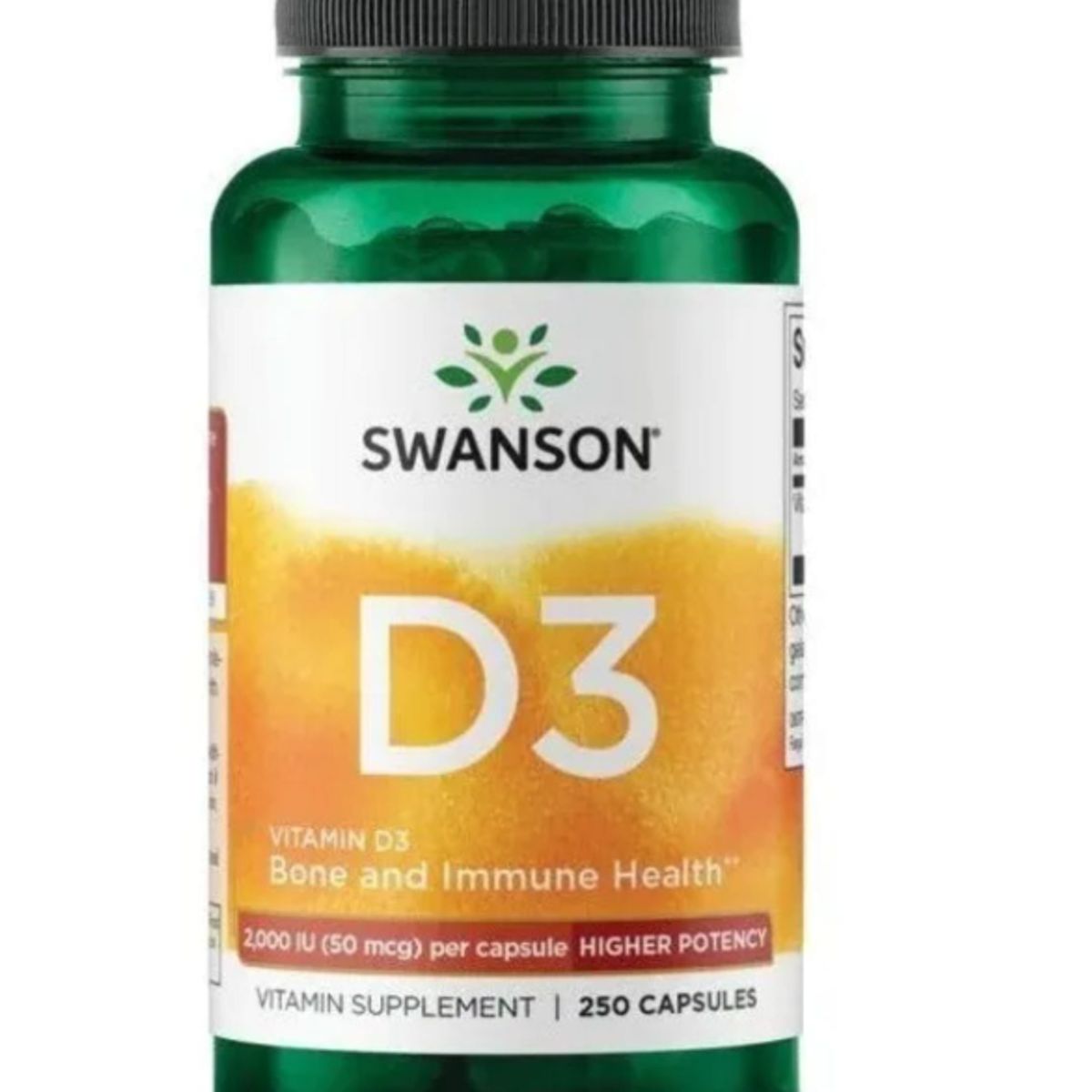 SWANSON - VITAMINA D3 5000 UI X 250 CAPSULAS BLANDAS/ SWANSON