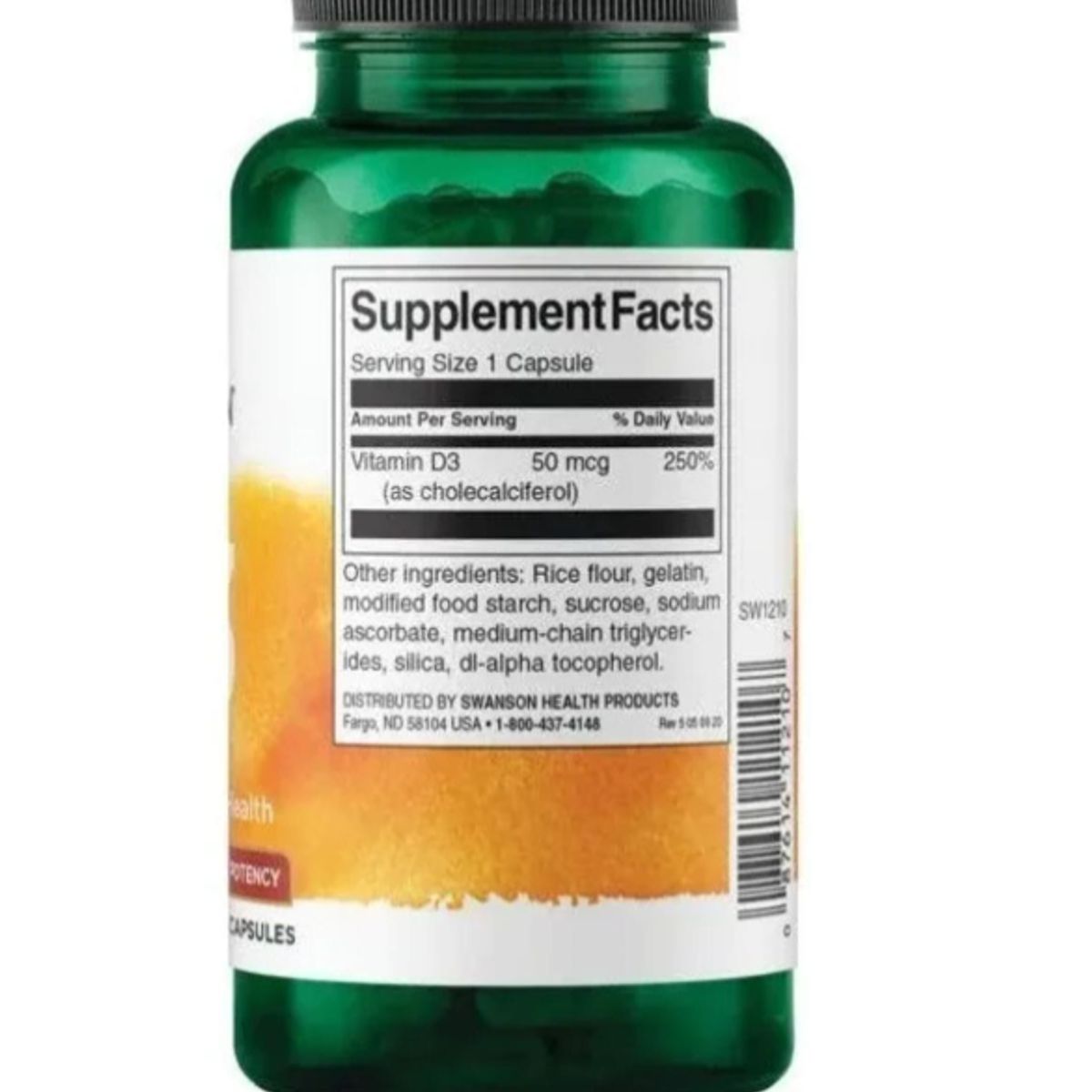 SWANSON - VITAMINA D3 5000 UI X 250 CAPSULAS BLANDAS/ SWANSON