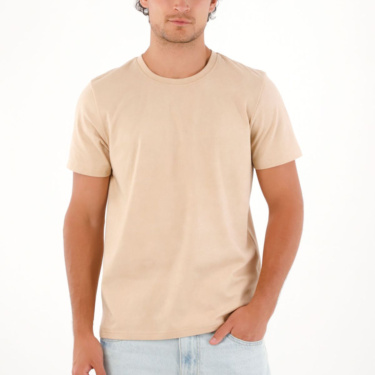 TENNIS - Camiseta básica de tacto suave caqui para hombre