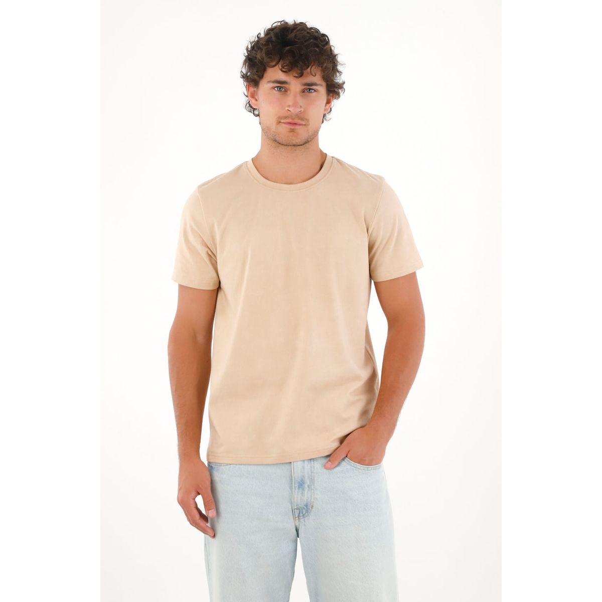 TENNIS - Camiseta básica de tacto suave caqui para hombre