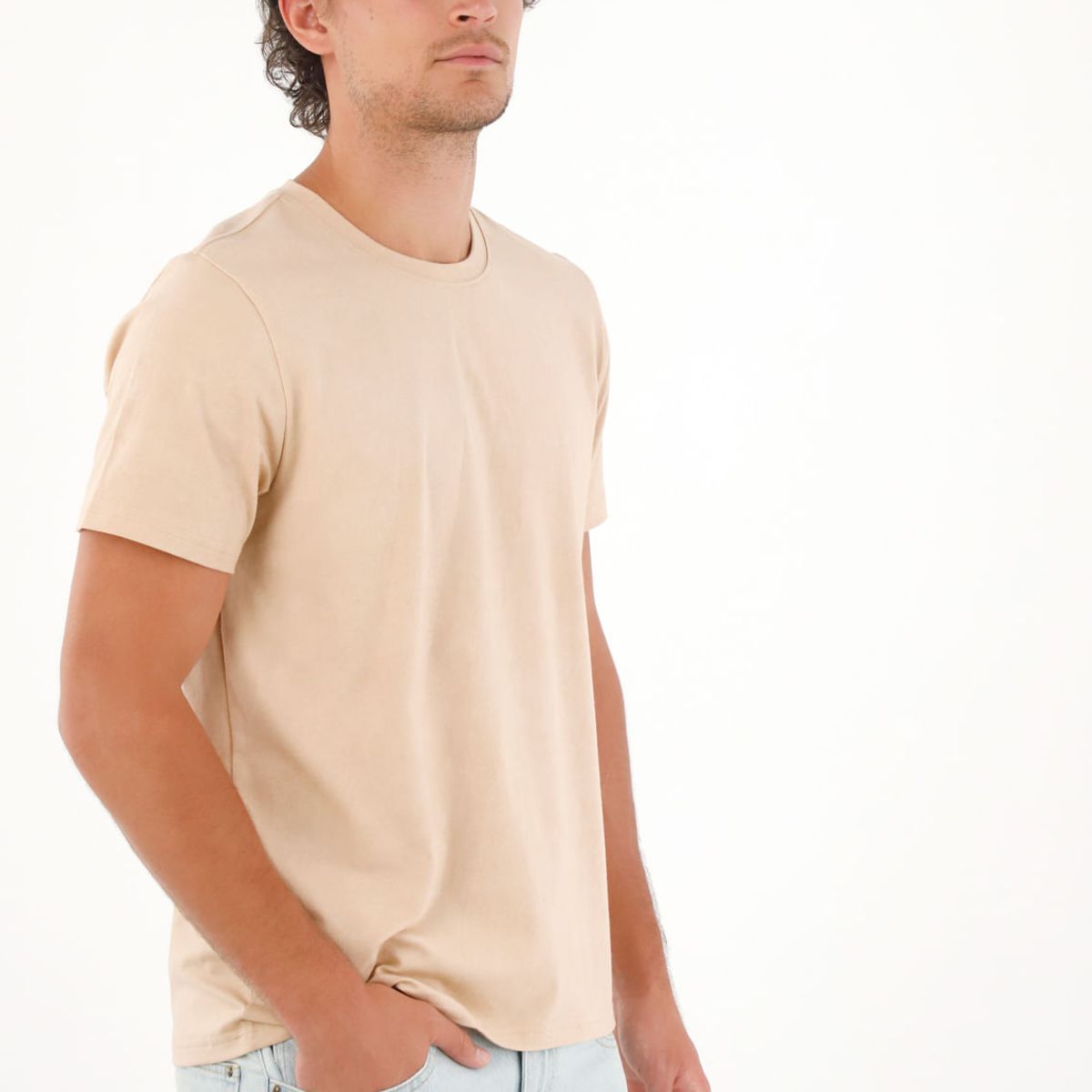 TENNIS - Camiseta básica de tacto suave caqui para hombre