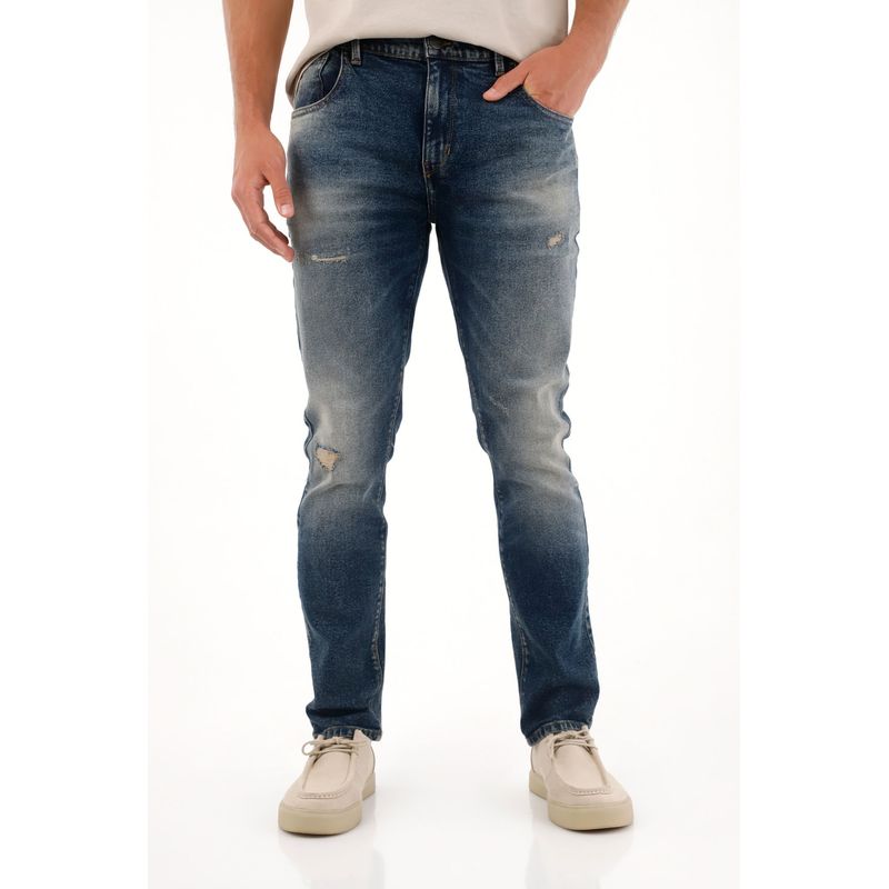 TENNIS - Jean Recto con desgastes azul para hombre
