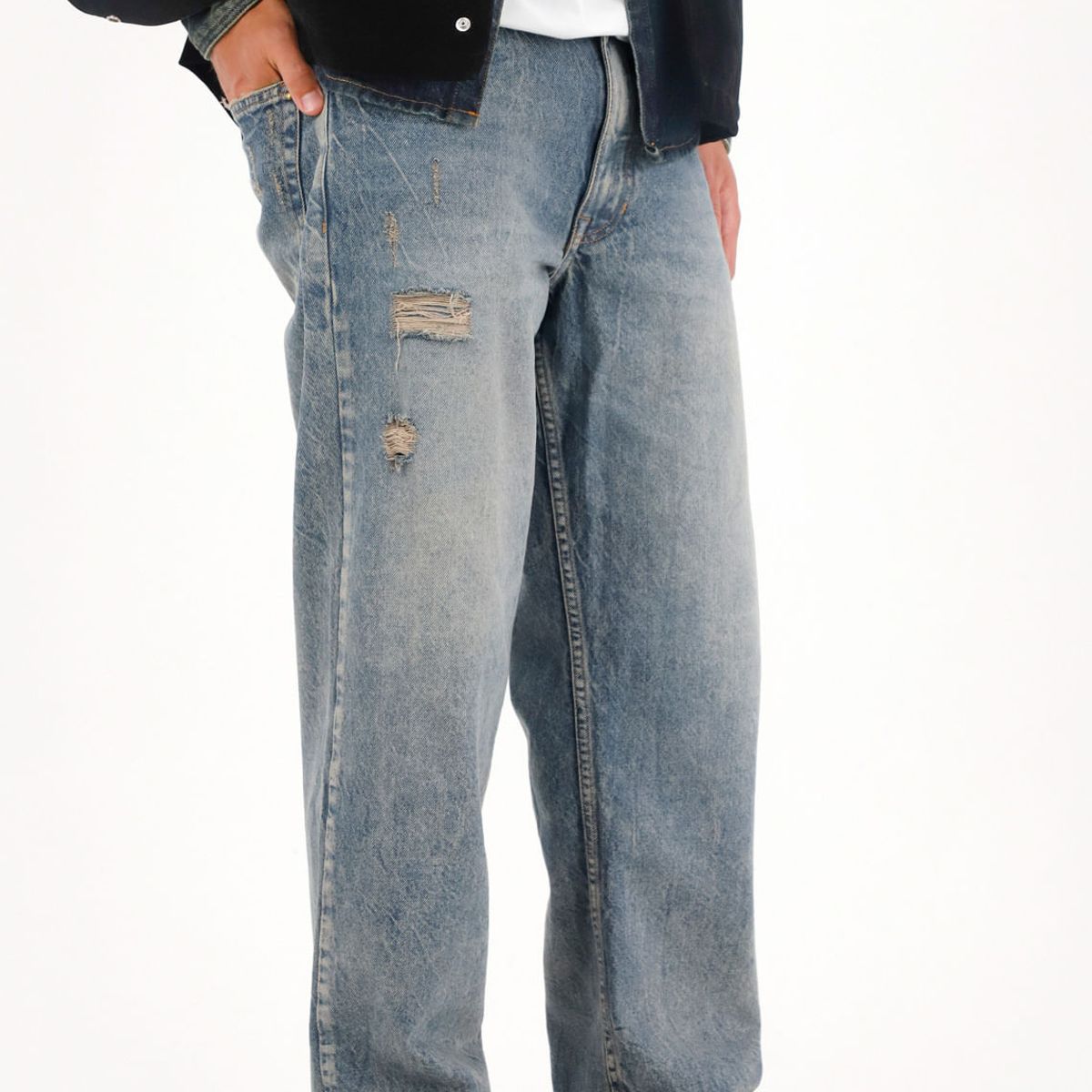 TENNIS - Jean Loose con desgastes y rotos azul para hombre