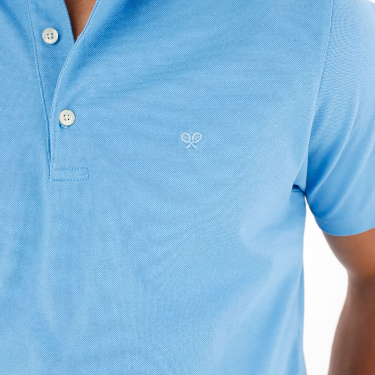 TENNIS - Polo azul con raqueta para hombre