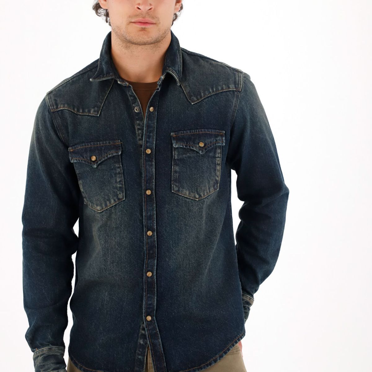 TENNIS - Camisa en denim azul para hombre