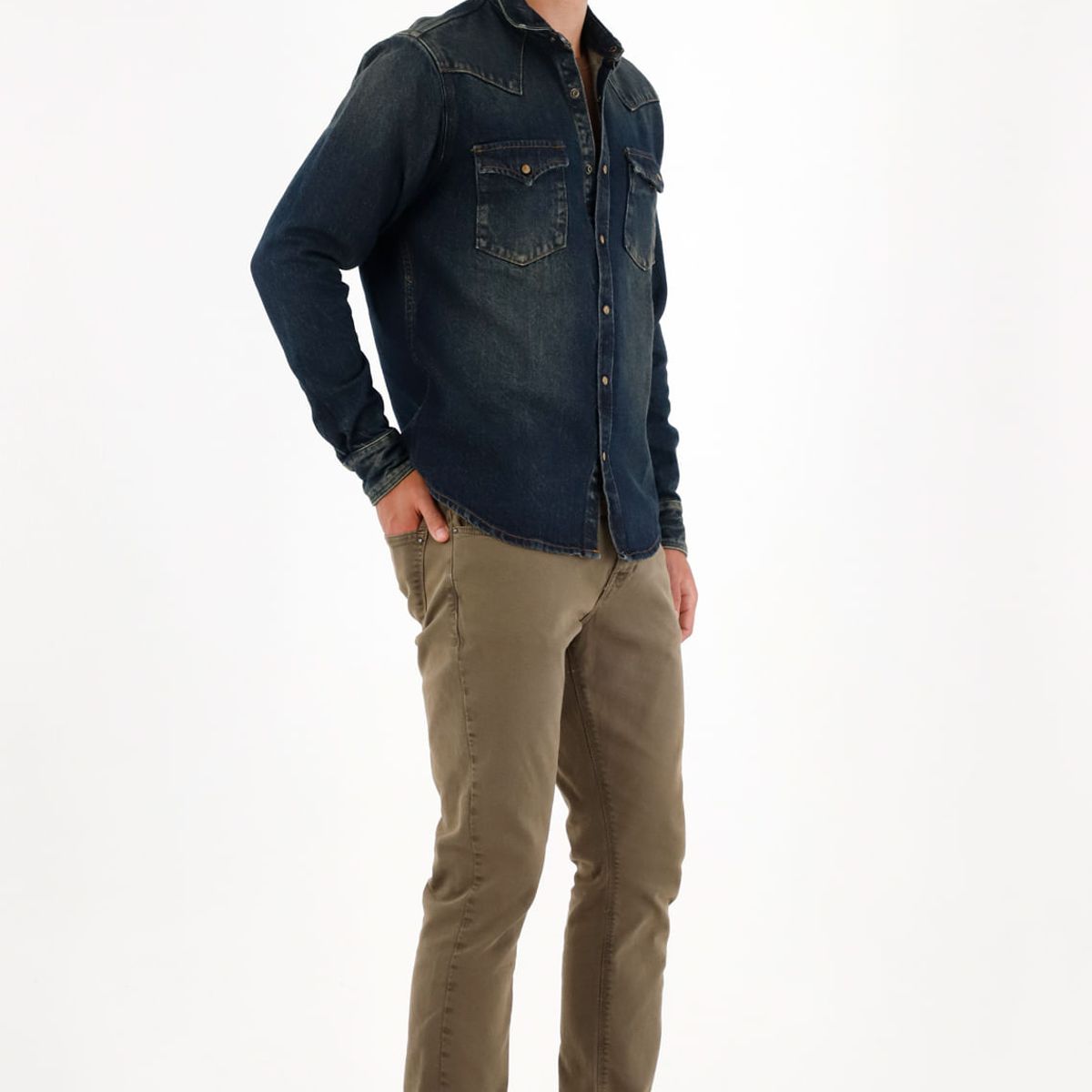 TENNIS - Camisa en denim azul para hombre