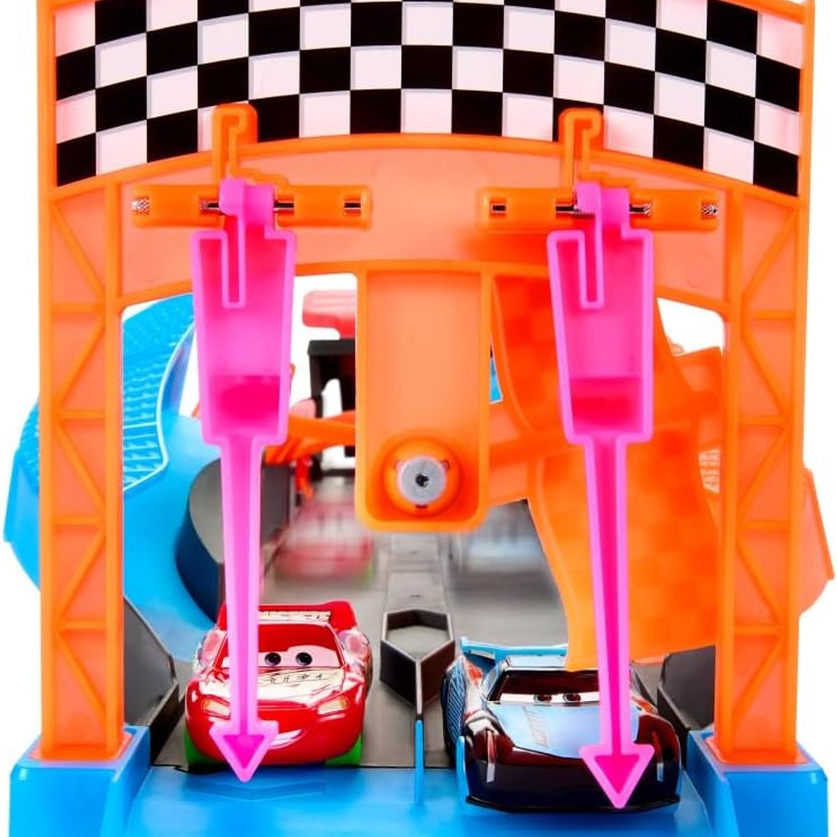 CARS - Pista Disney Cars Con Luces Glow Racers Set lanza y cruza