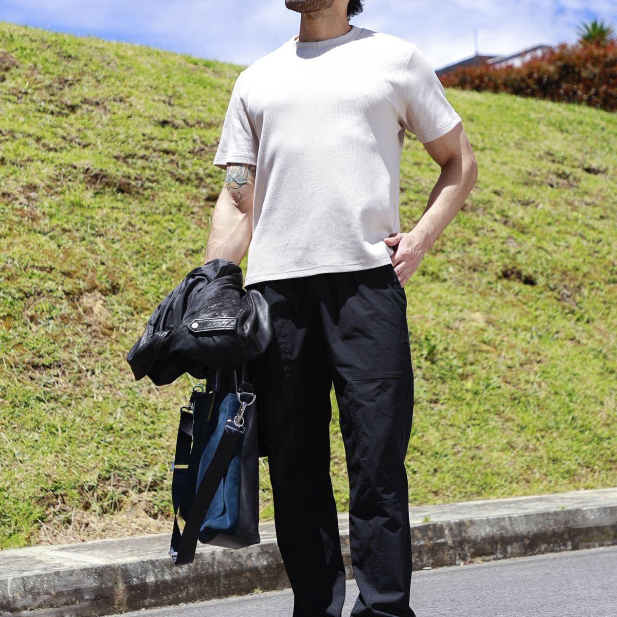 BELIFE - Pantalón negro bota recta para hombre