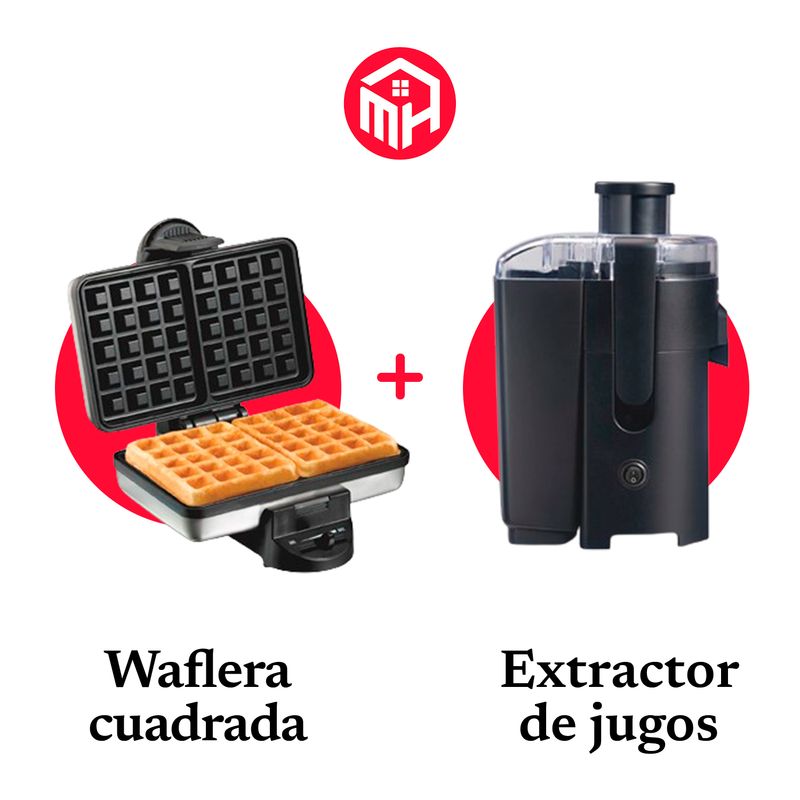 HAMILTON BEACH - Combo Waflera Cuadrada y Extractor de Jugos Hamilton Beach