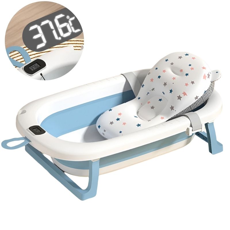 AMERICAN GENERICS - Bañera Plegable Para Bebes 3 En 1 Con Cojin Malla Termometro