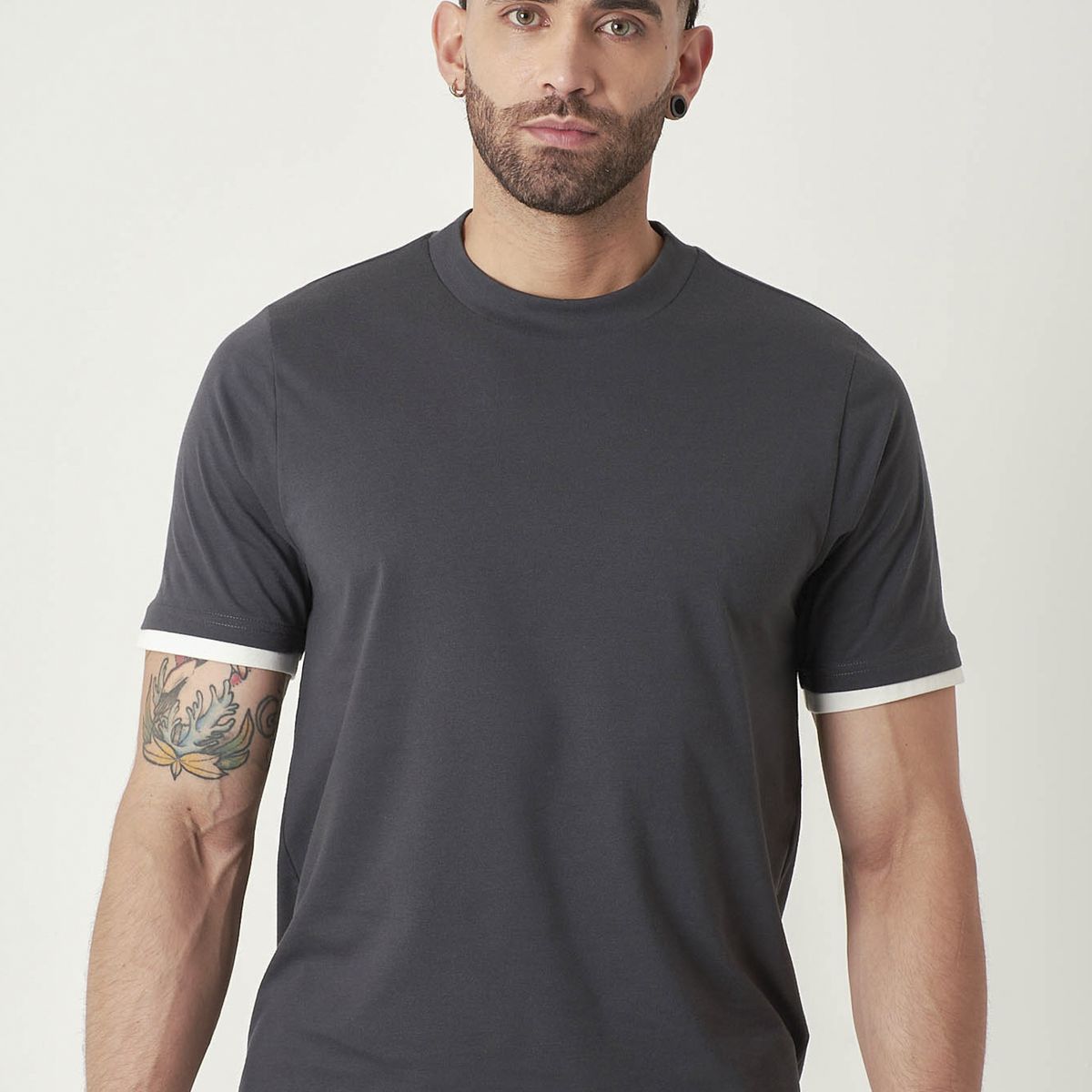 BELIFE - Camiseta manga corta gris para hombre