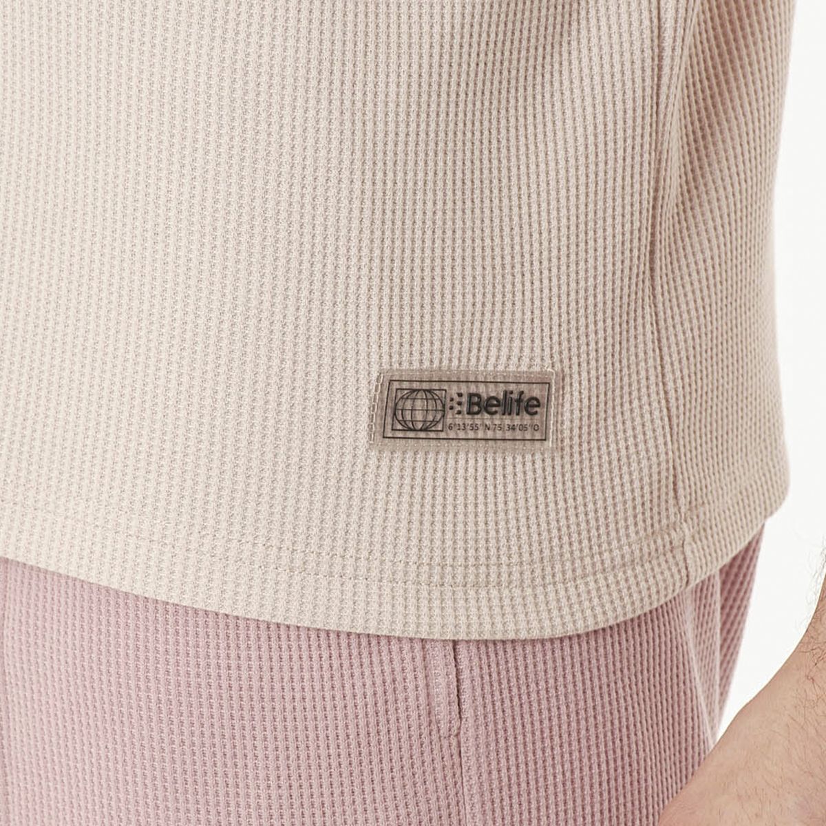 BELIFE - Camiseta oversize manga corta arena para hombre
