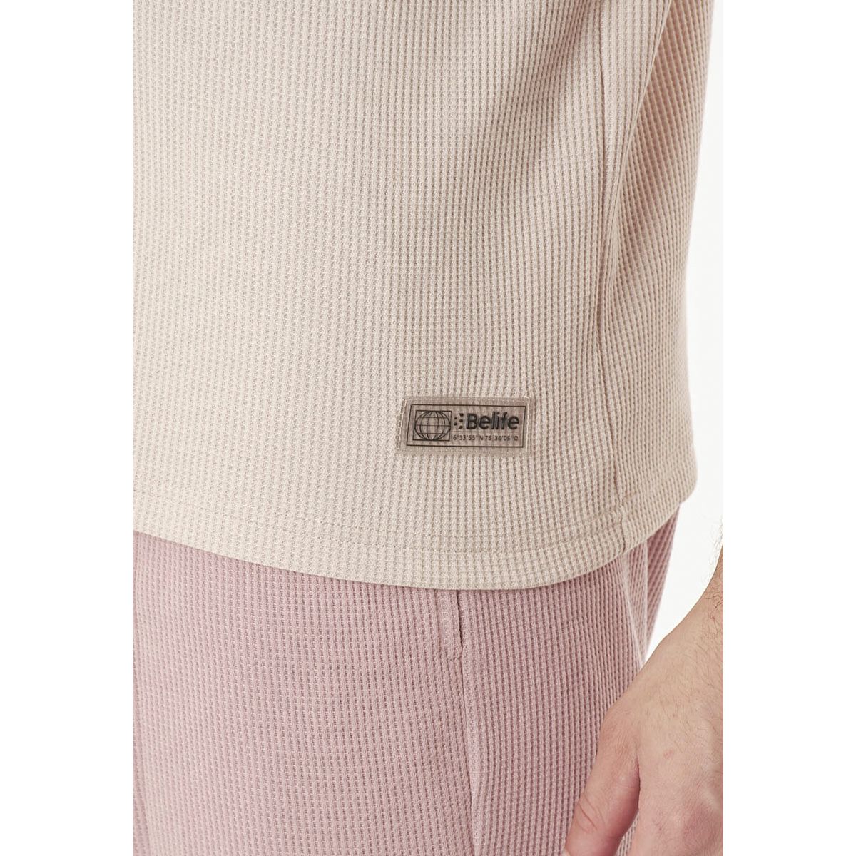BELIFE - Camiseta oversize manga corta arena para hombre