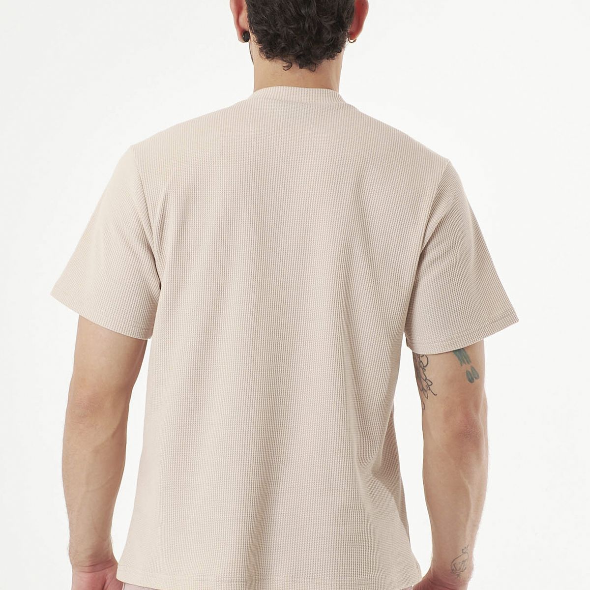 BELIFE - Camiseta oversize manga corta arena para hombre